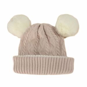 First Steps Pink Knit Winter Hat sz 12-24M Girls Pom Pom Winter Outerwear